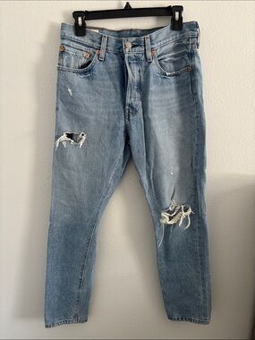 Levi's Light Blue Straight-Leg Distressed Jeans
